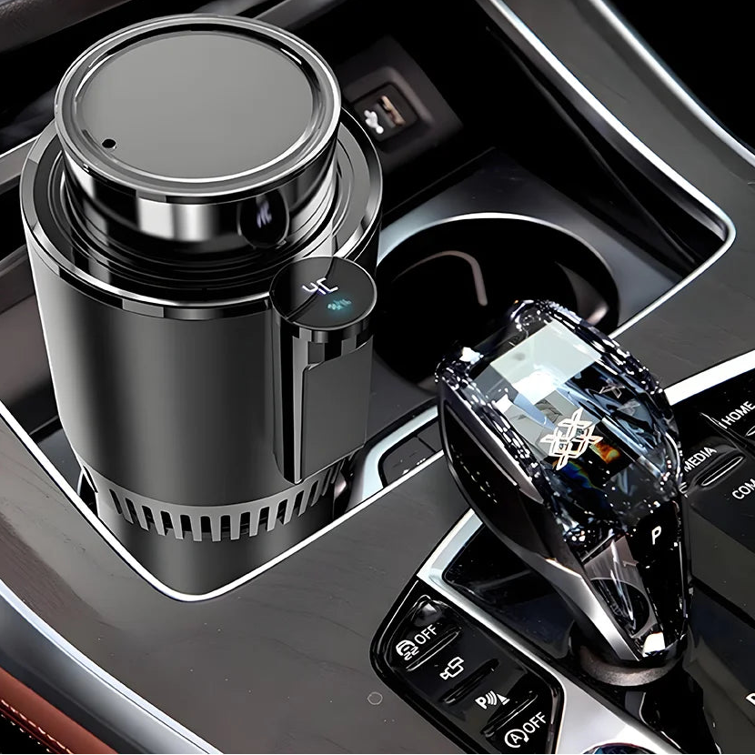 2 w 1 kubek samochodowy do podgrzewania i chłodzenia z wyświetlaczem, sterowanie przyciskami 12 V, funkcja podgrzewania i chłodzenia, butelka na napoje, kubek termiczny