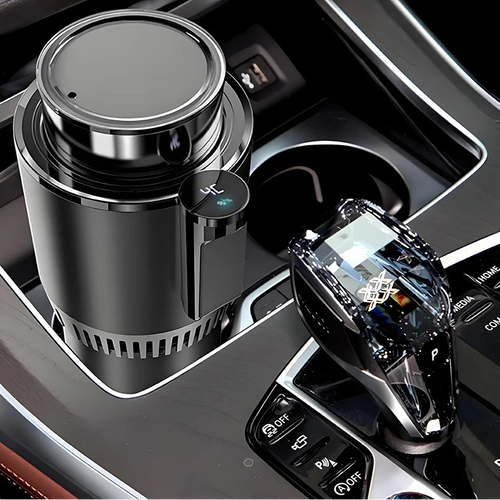 2 w 1 kubek samochodowy do podgrzewania i chłodzenia z wyświetlaczem, sterowanie przyciskami 12 V, funkcja podgrzewania i chłodzenia, butelka na napoje, kubek termiczny